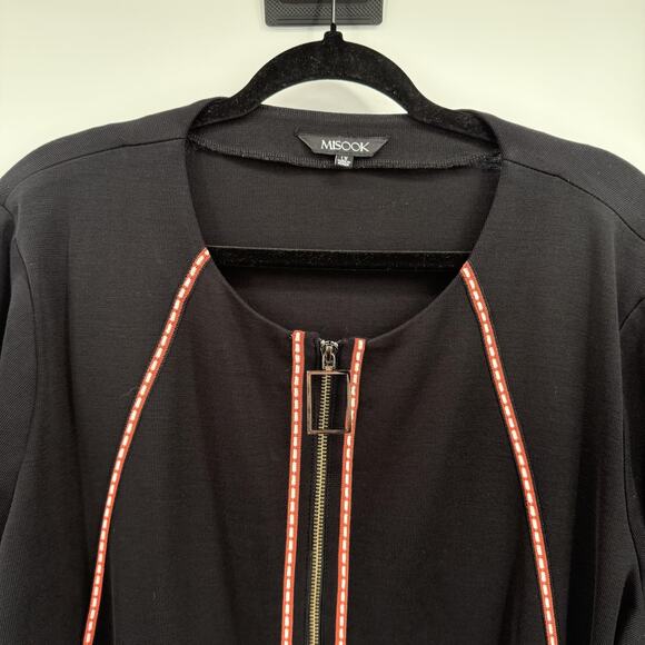 Misook Knit Jacket Cardigan Womens 1X Black Zip Front Pockets Topper Church - Picture 2 of 9